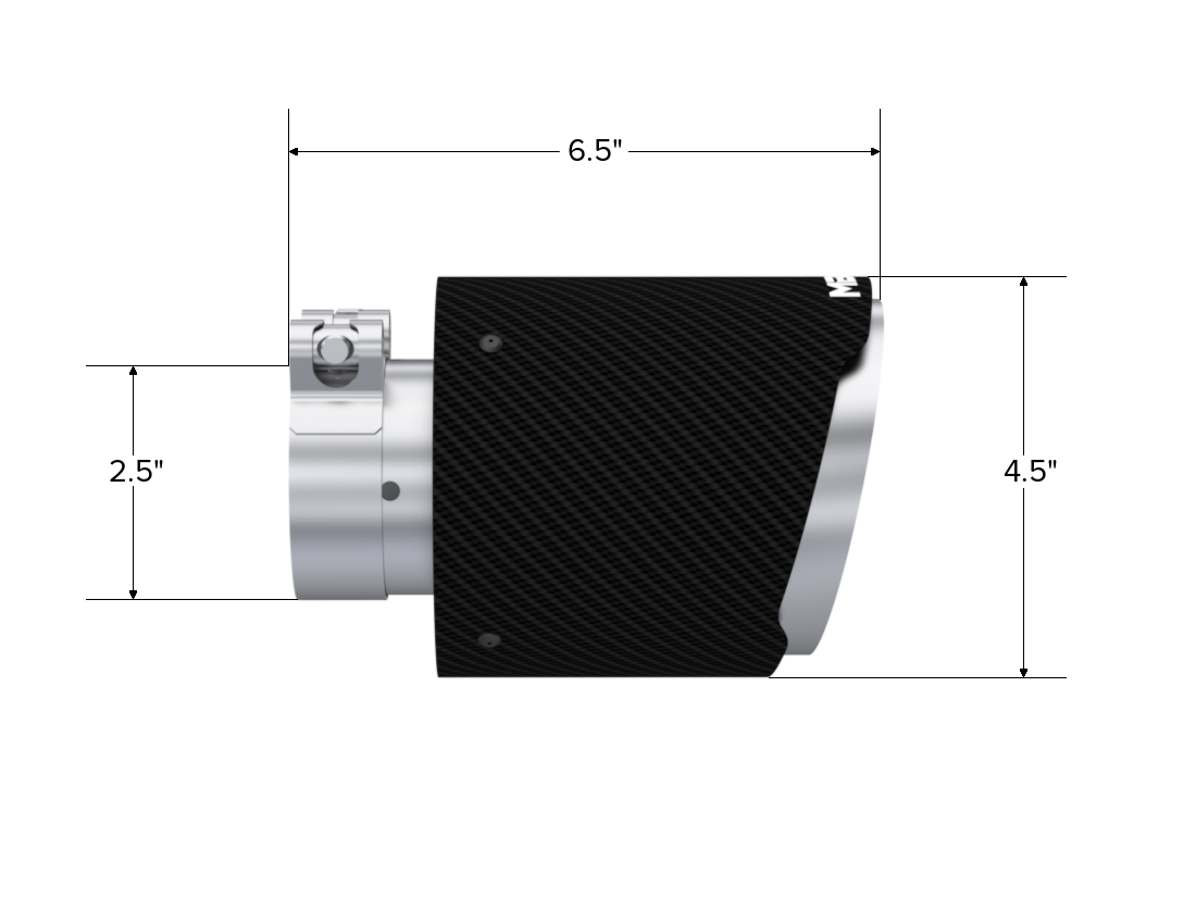 MBRP Exhaust T5191CF Tip. 4.5in. OD Out. 2.5in. ID. 6.5in Length. Dual Wall. CF T304
